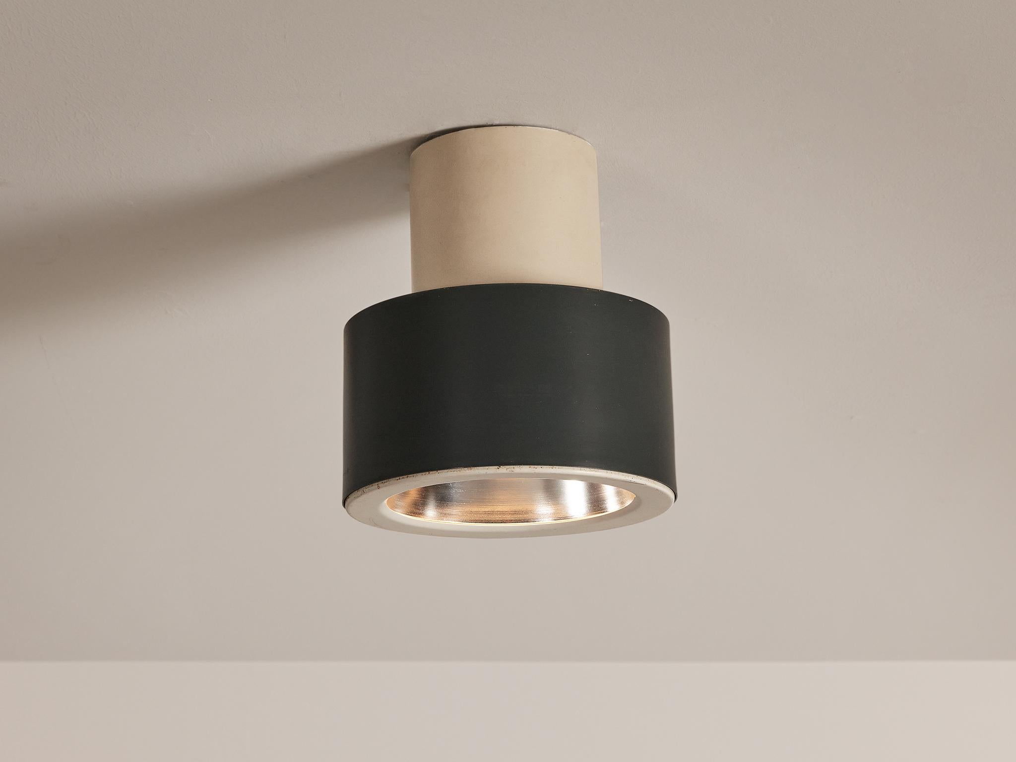Flush Mount Pendants in White and Black Lacquered Metal In Good Condition For Sale In Waalwijk, NL
