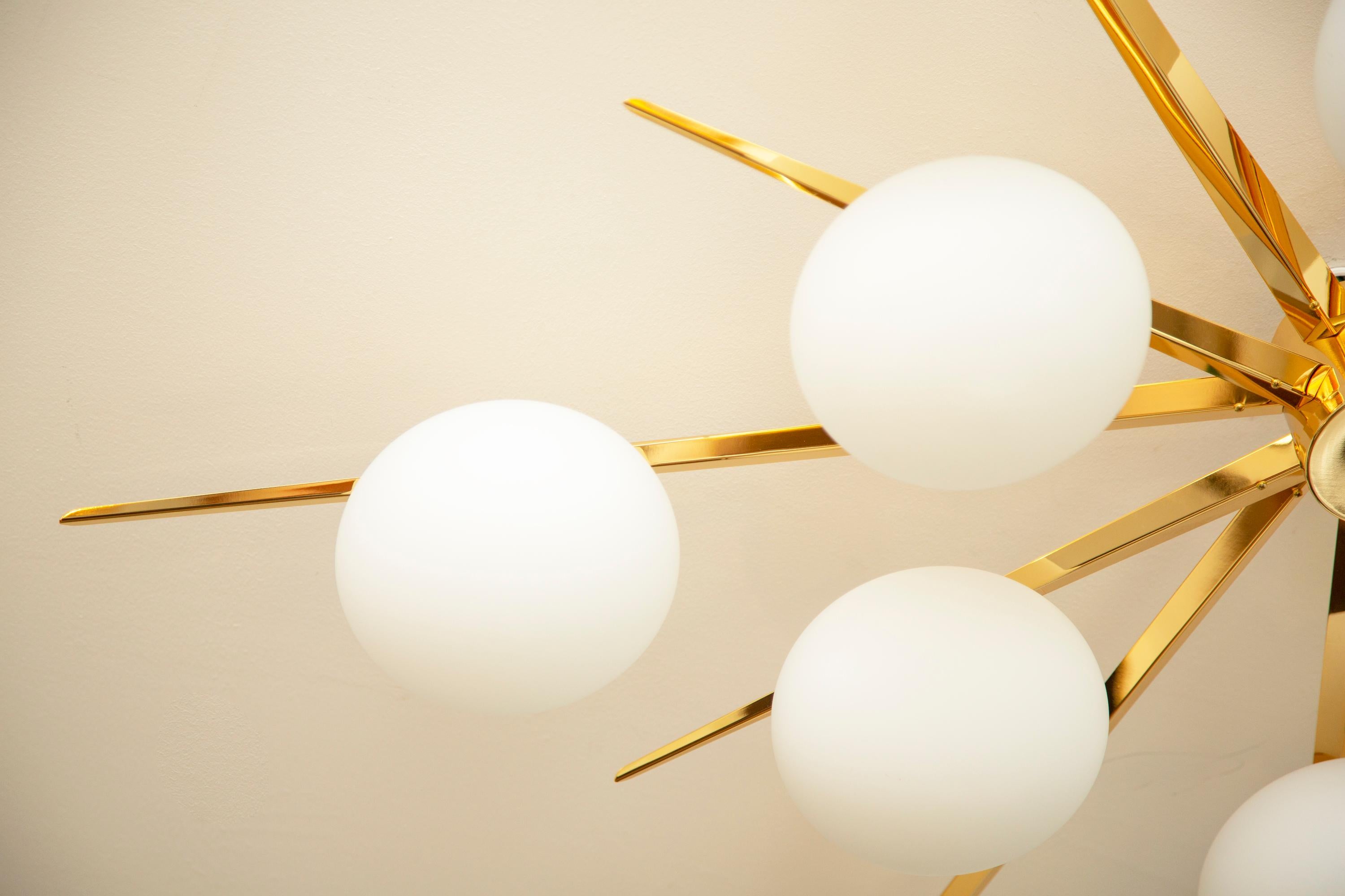 Flush Mount Starburst Ceiling Light Brass and Glass, In stock For Sale 3