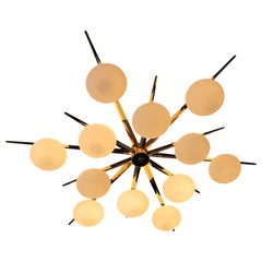 Flush Mount Starburst Ceiling Light Brass and Glass