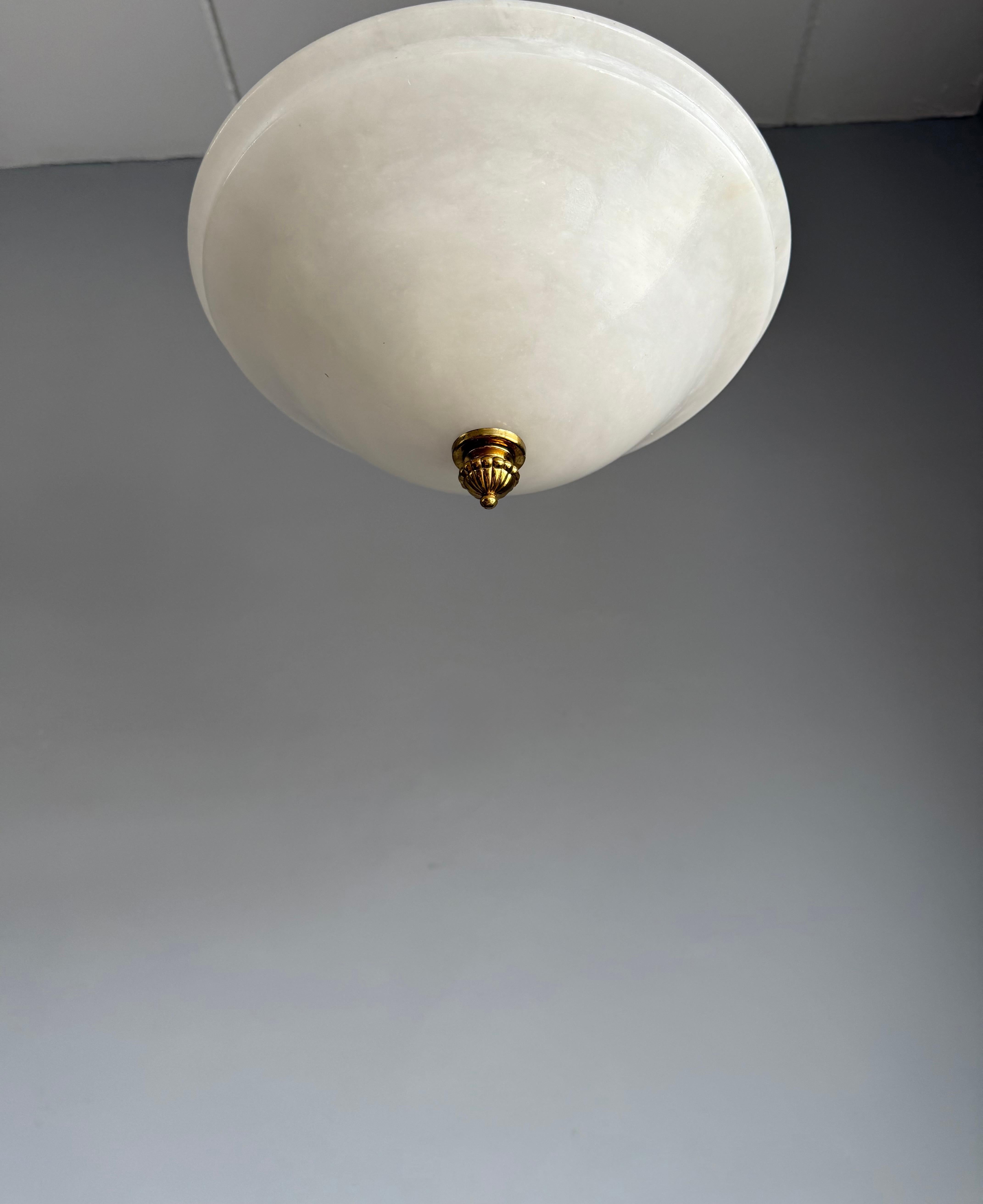 Flush Mount / Two Light Pendant Light with Stunning White Alabaster Shade, 1990s For Sale 2