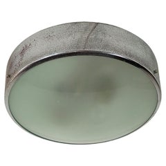 Vintage Flush Mount Wall Light Glass Metal In the Style of Fontana Arte Midcentury 1960s