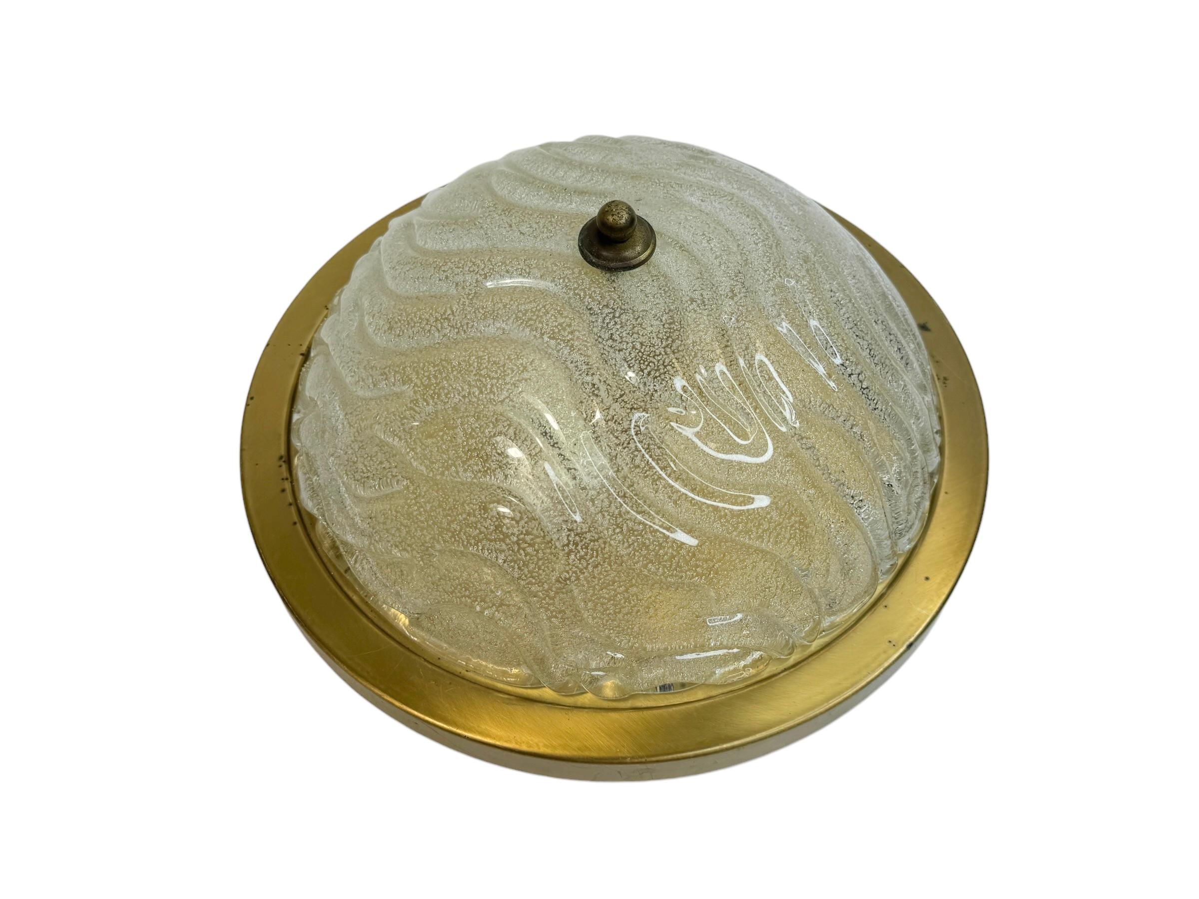 Flush Mount Wave Glass and Brushed Burnished Metal, by Fischer Leuchten en vente 2