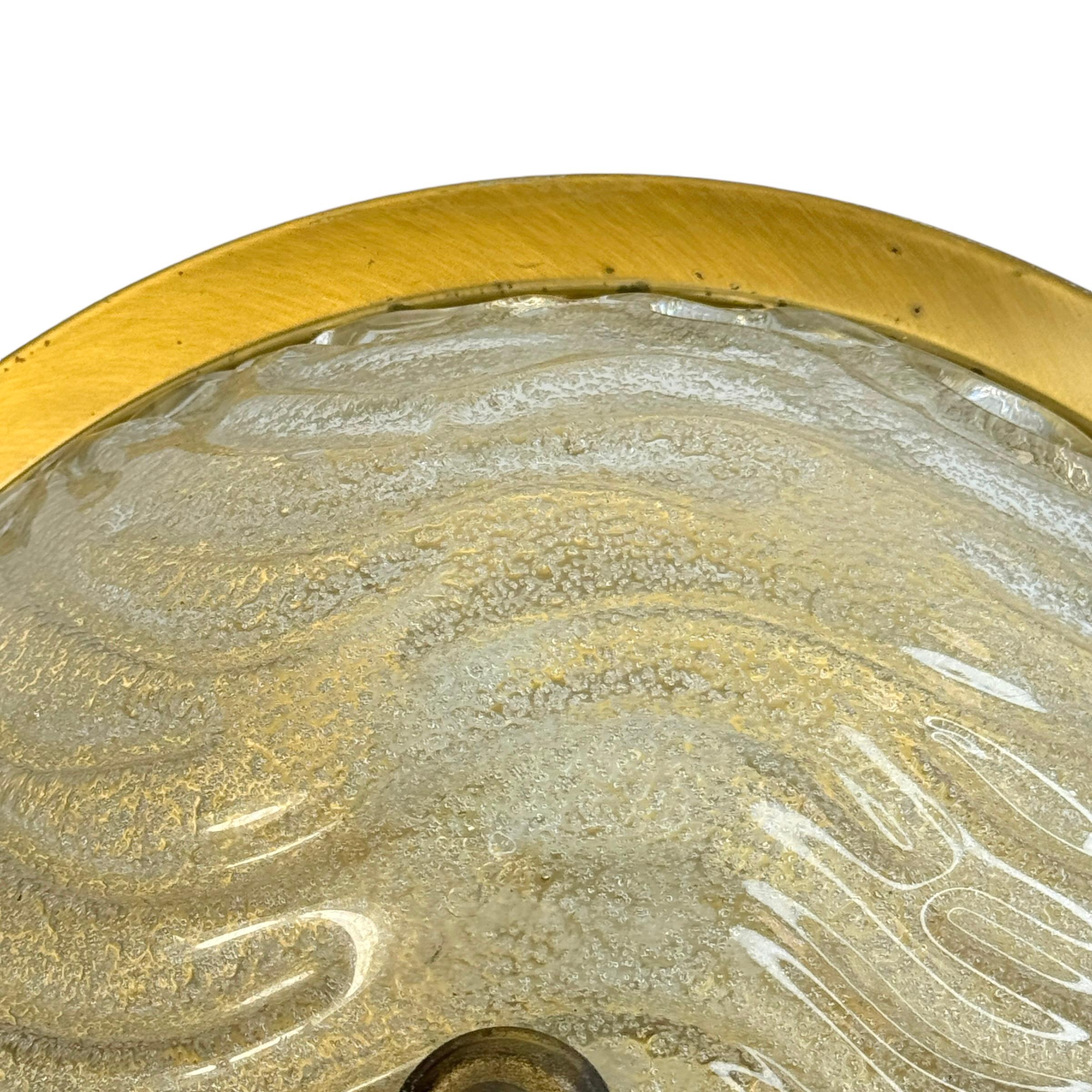 Bruni Flush Mount Wave Glass and Brushed Burnished Metal, by Fischer Leuchten en vente
