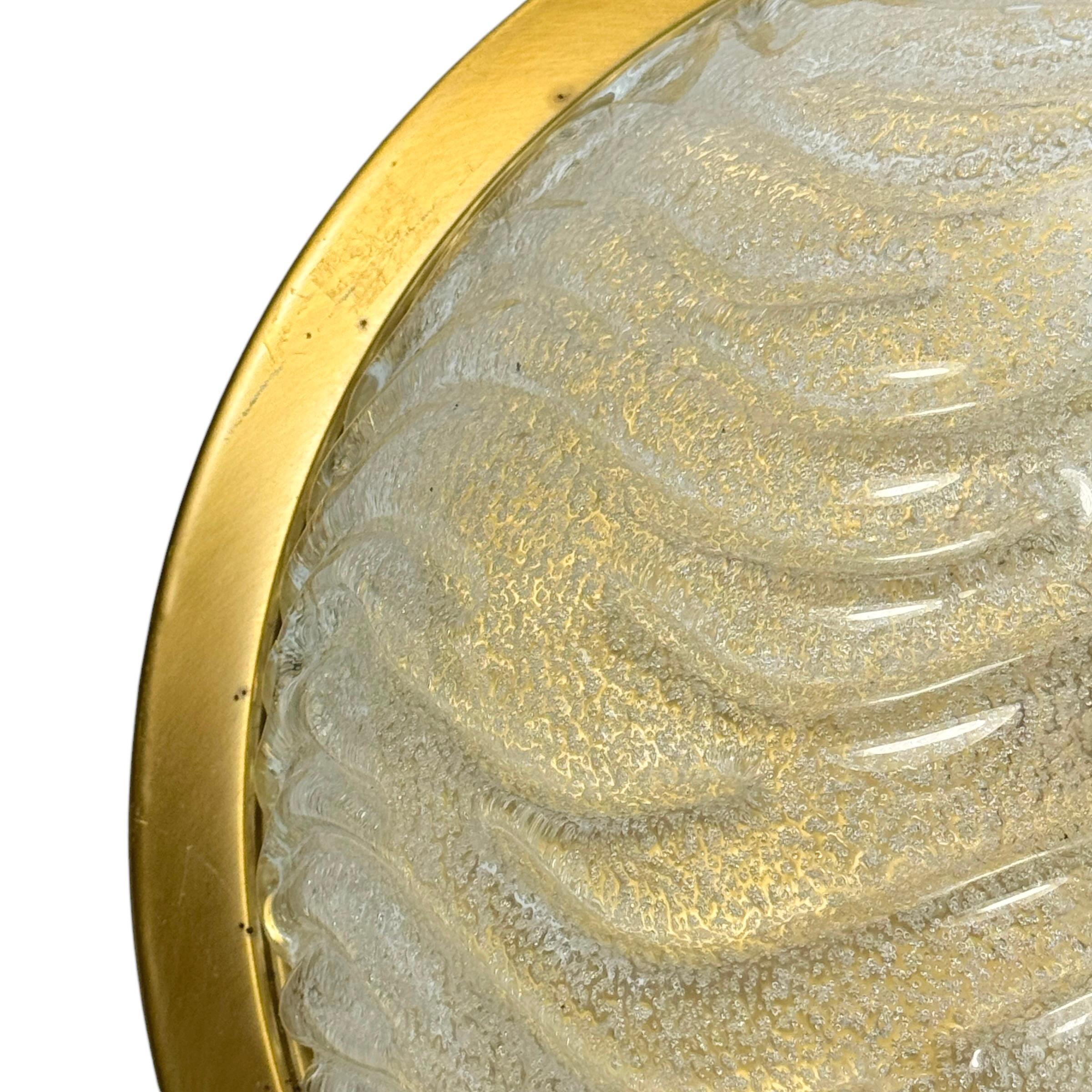 Flush Mount Wave Glass and Brushed Burnished Metal, by Fischer Leuchten Bon état - En vente à Nuernberg, DE