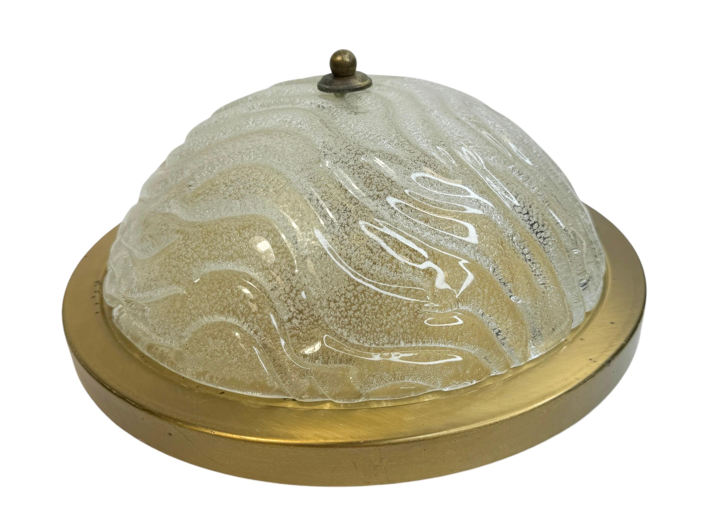 Métal Flush Mount Wave Glass and Brushed Burnished Metal, by Fischer Leuchten en vente