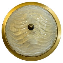 Flush Mount Wave Glass and Brushed Burnished Metal, by Fischer Leuchten