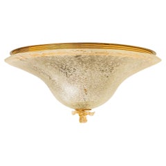 Vintage Flush Mount with Clear and Gold Brown Murano Glass by Barovier & Toso, Italy
