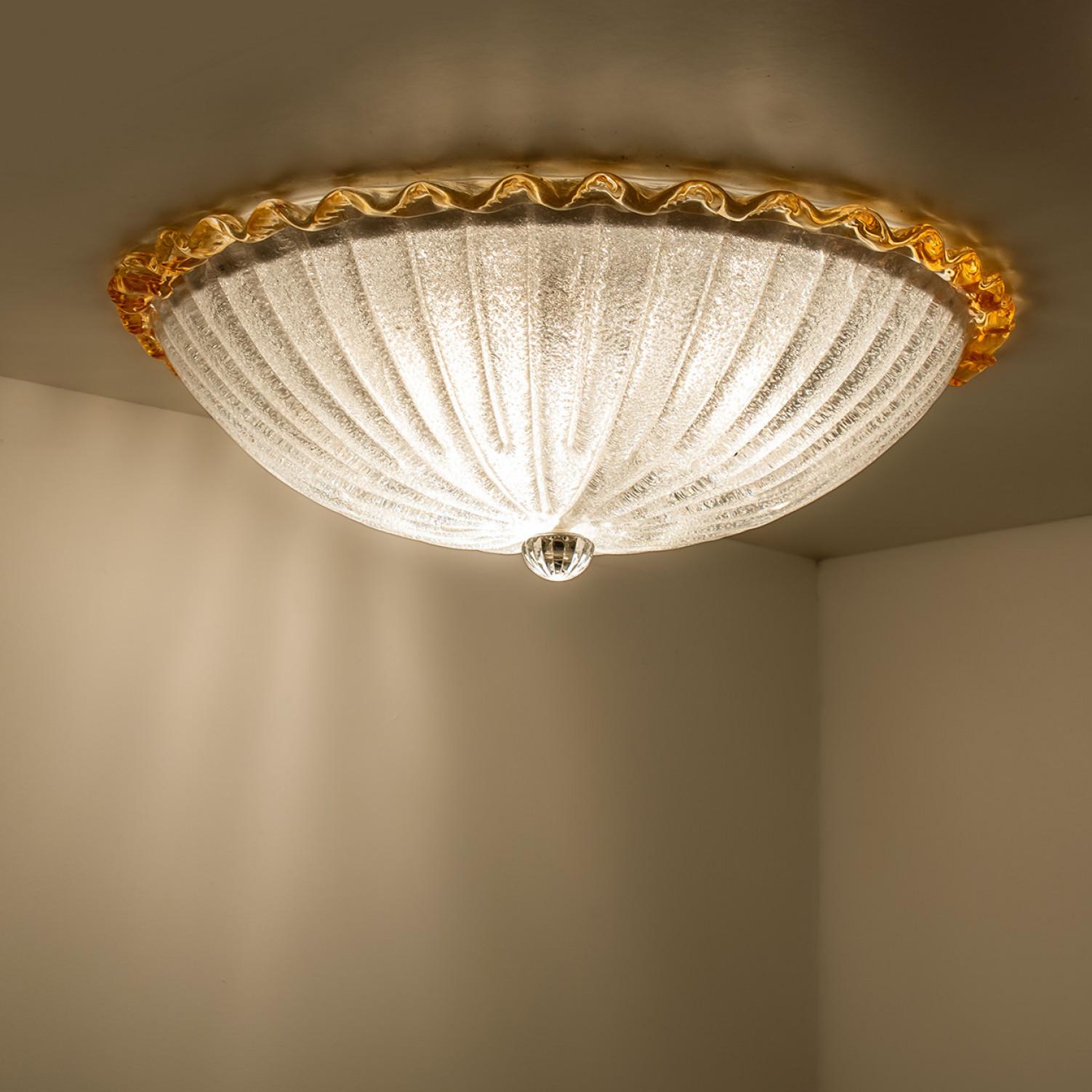 Flush Mount mit ockerfarbenem und klarem Murano Glas von Barovier & Toso, Italien im Angebot 4
