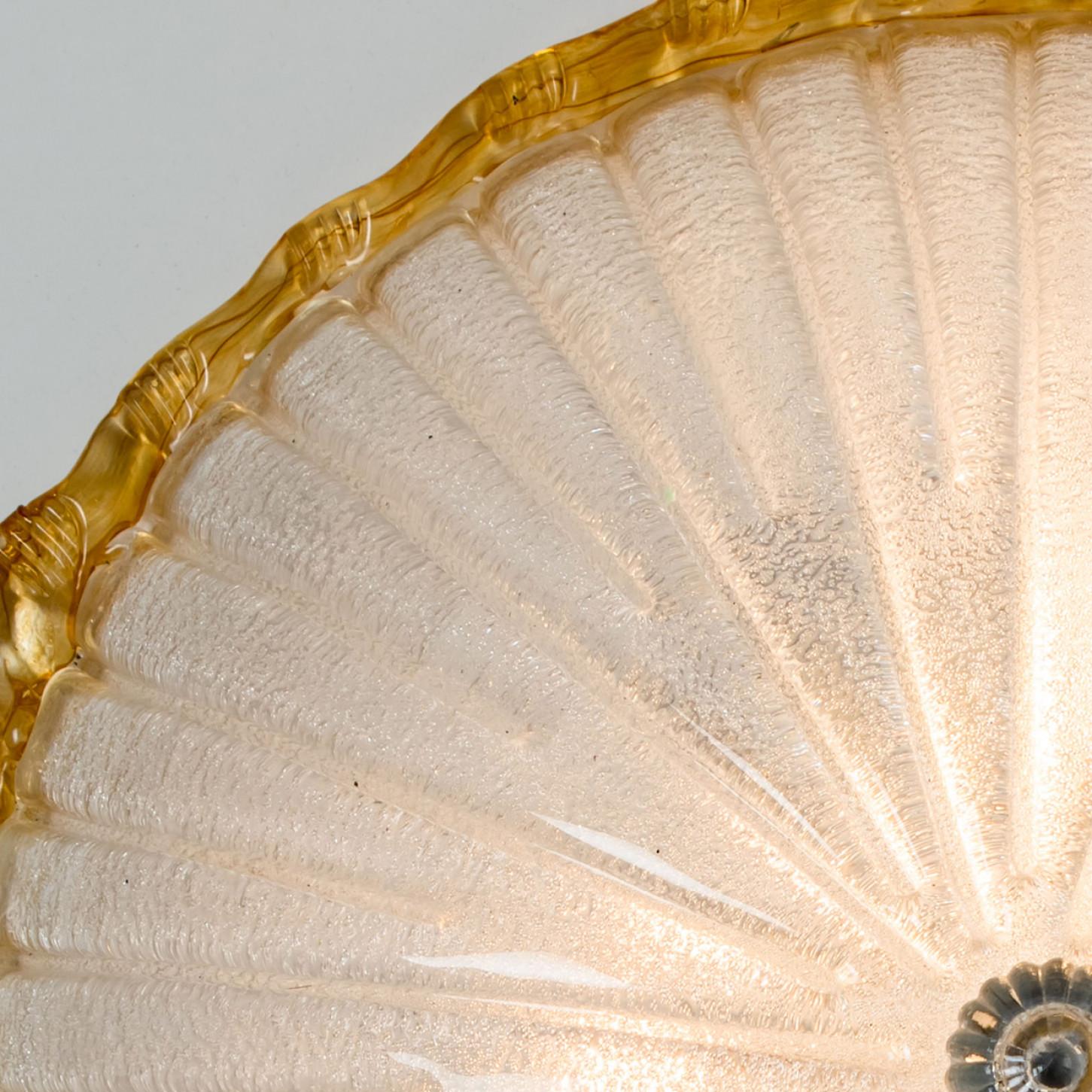 Flush Mount mit ockerfarbenem und klarem Murano Glas von Barovier & Toso, Italien im Angebot 5