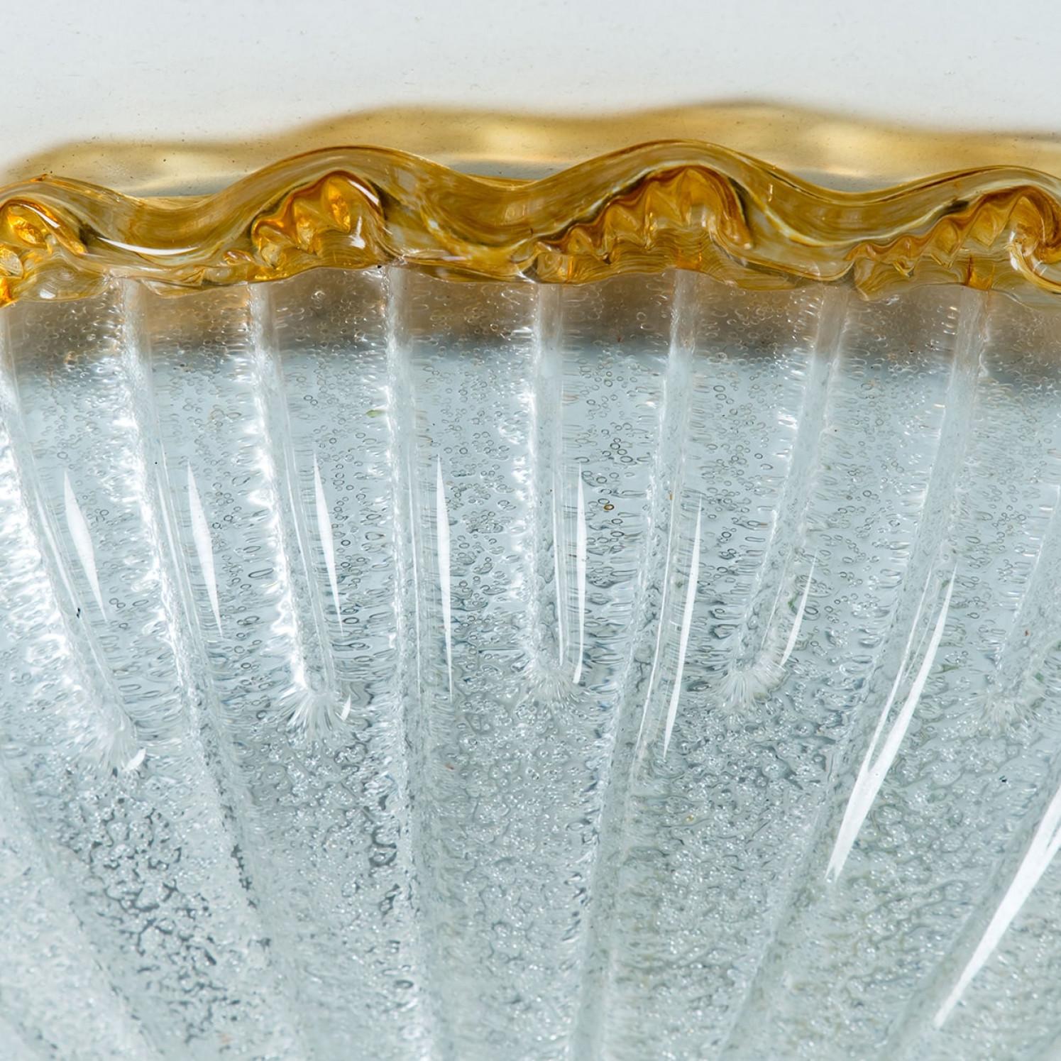Mid-Century moderno Montatura ad incasso con vetro di Murano ocra e trasparente di Barovier&Toso, Italia in vendita