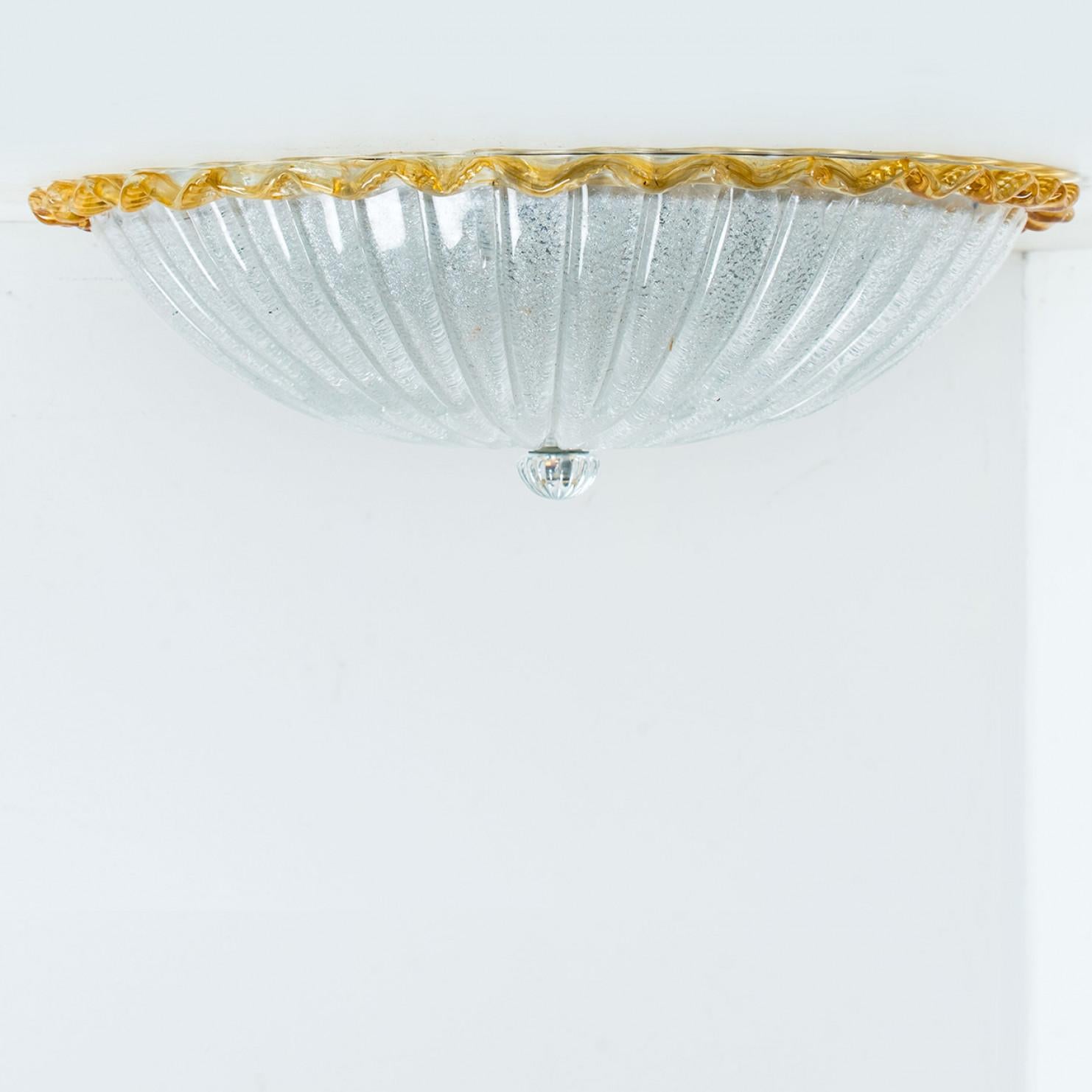 Flush Mount mit ockerfarbenem und klarem Murano Glas von Barovier & Toso, Italien (Sonstiges) im Angebot