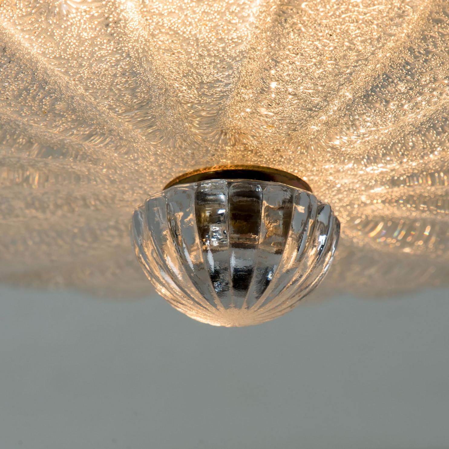 Ottone Montatura ad incasso con vetro di Murano ocra e trasparente di Barovier&Toso, Italia in vendita