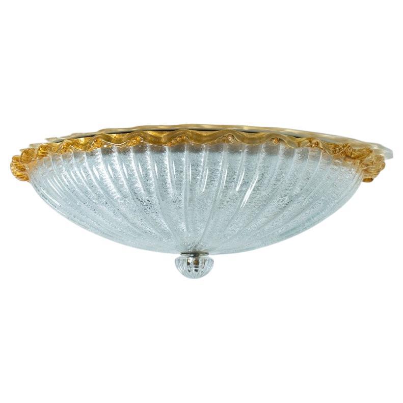 Flush Mount mit ockerfarbenem und klarem Murano Glas von Barovier & Toso, Italien