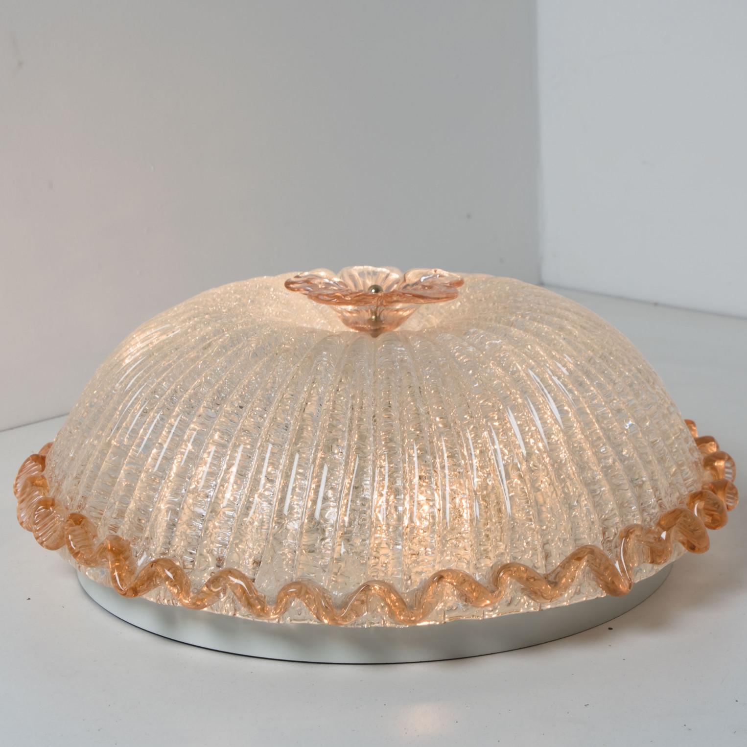Flush Mount mit rosa und klarem Murano Glas von Barovier & Toso, Italien (Sonstiges) im Angebot