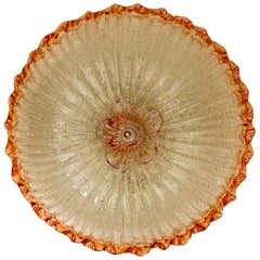 Flush Mount with Pink Salmon and Clear Murano Glass by Barovier & Toso, Italy