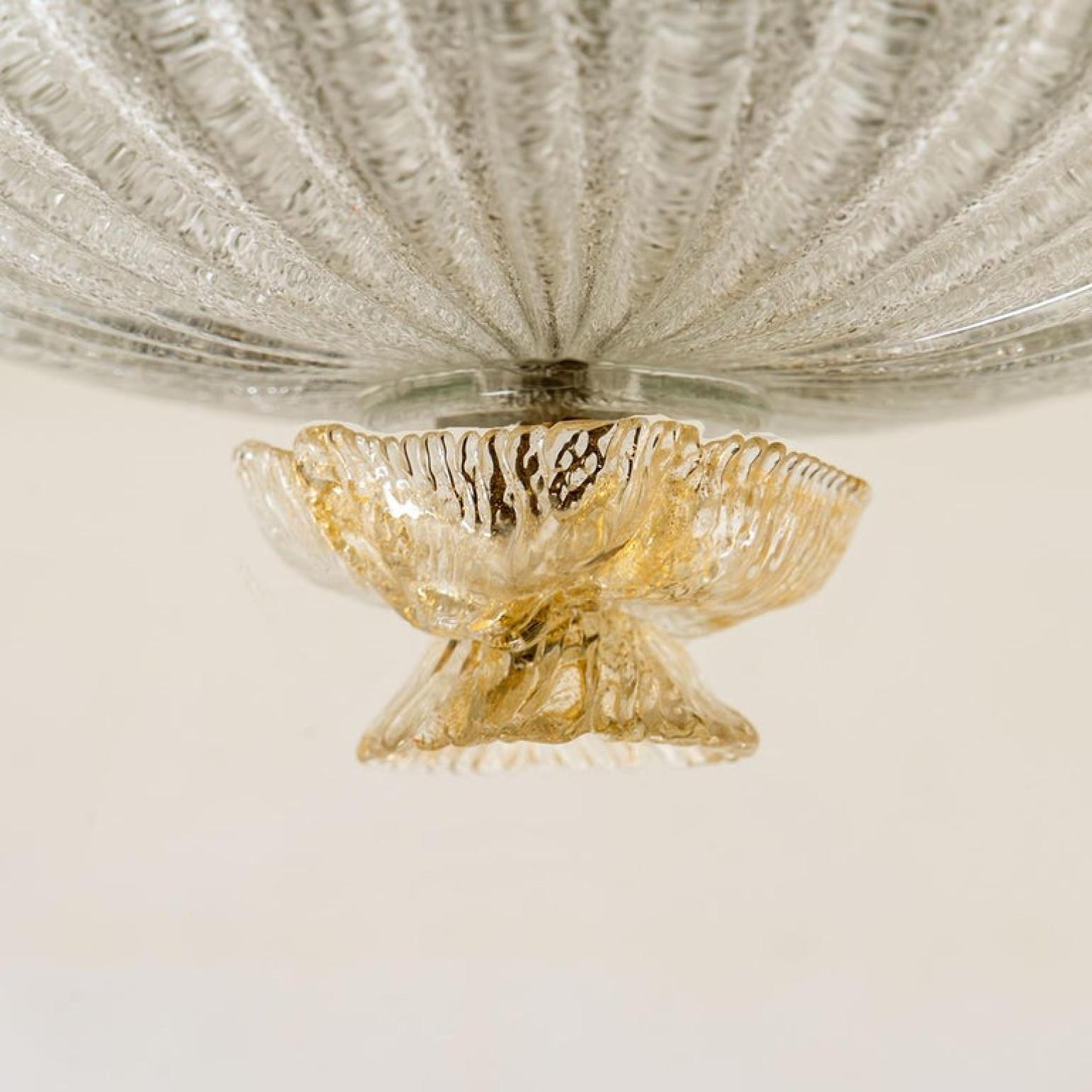 Other Flush Mount with Pink Salmon and Clear Murano Glass by Barovier & Toso, Italy