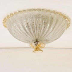 Flush Mount with Pink Salmon and Clear Murano Glass, Italy