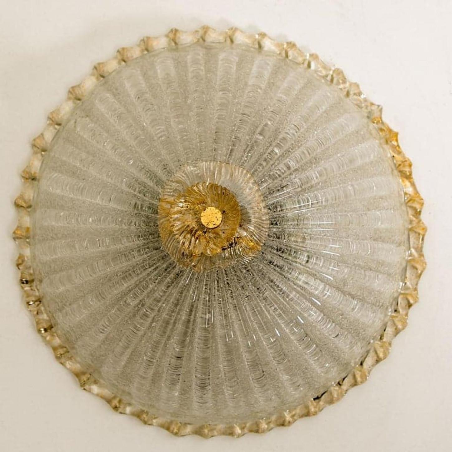 Monture encastrée rose saumon et verre de Murano transparent, Italie Bon état - En vente à Rijssen, NL