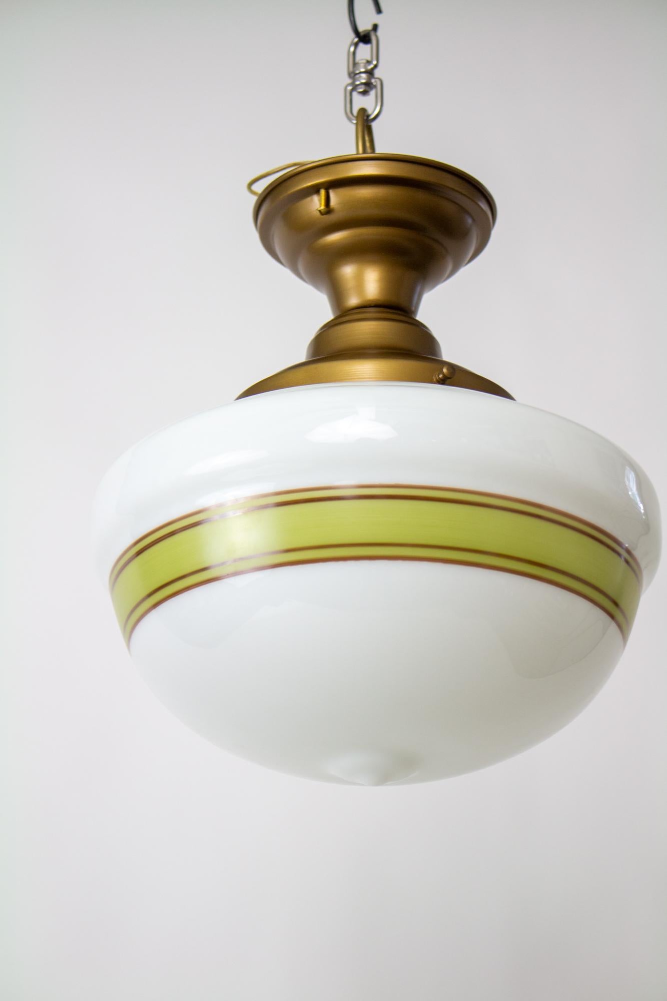 Flush Mounted Painted Schoolhouse Fixture In Excellent Condition For Sale In Canton, MA