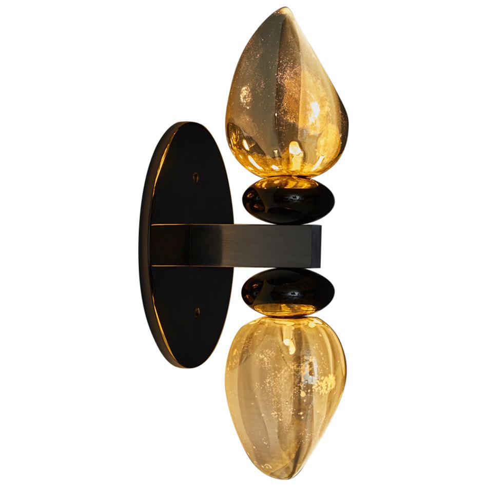 Brancusi inspired Sublimation: Thorn 302 flush-mounted sconce in glass and brass