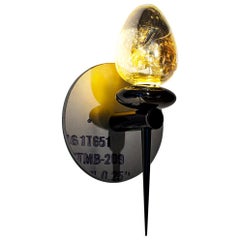 Flush Mounted Wall Sconce, Sublimation Sconce 301 in handblown glass and brass