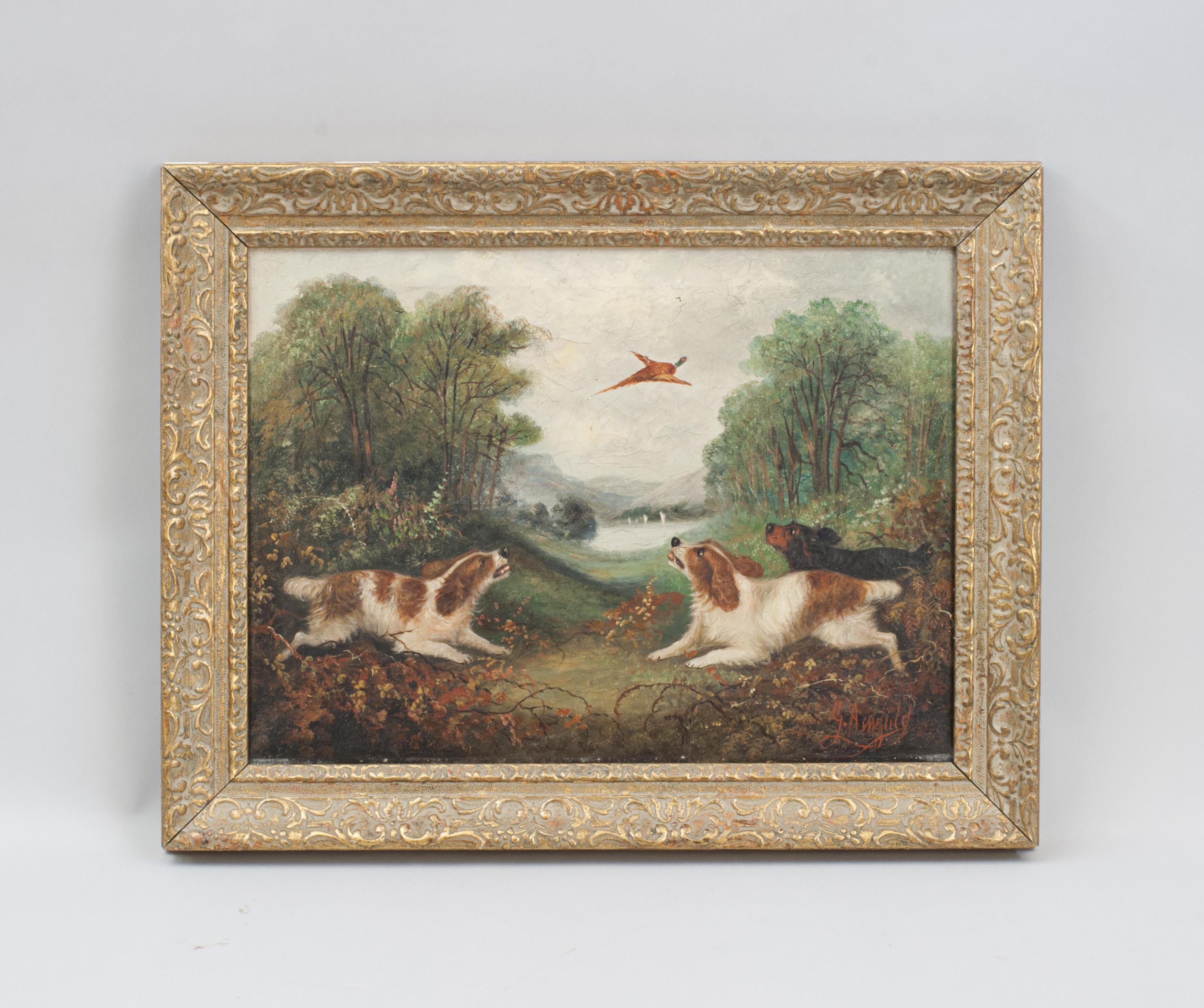 George Armfield Huile sur toile.
Une peinture à l'huile typique de l'artiste londonien George Armfield, Flushing Spaniels. L'huile sur toile dans un cadre d'époque, signée dans le coin inférieur droit 