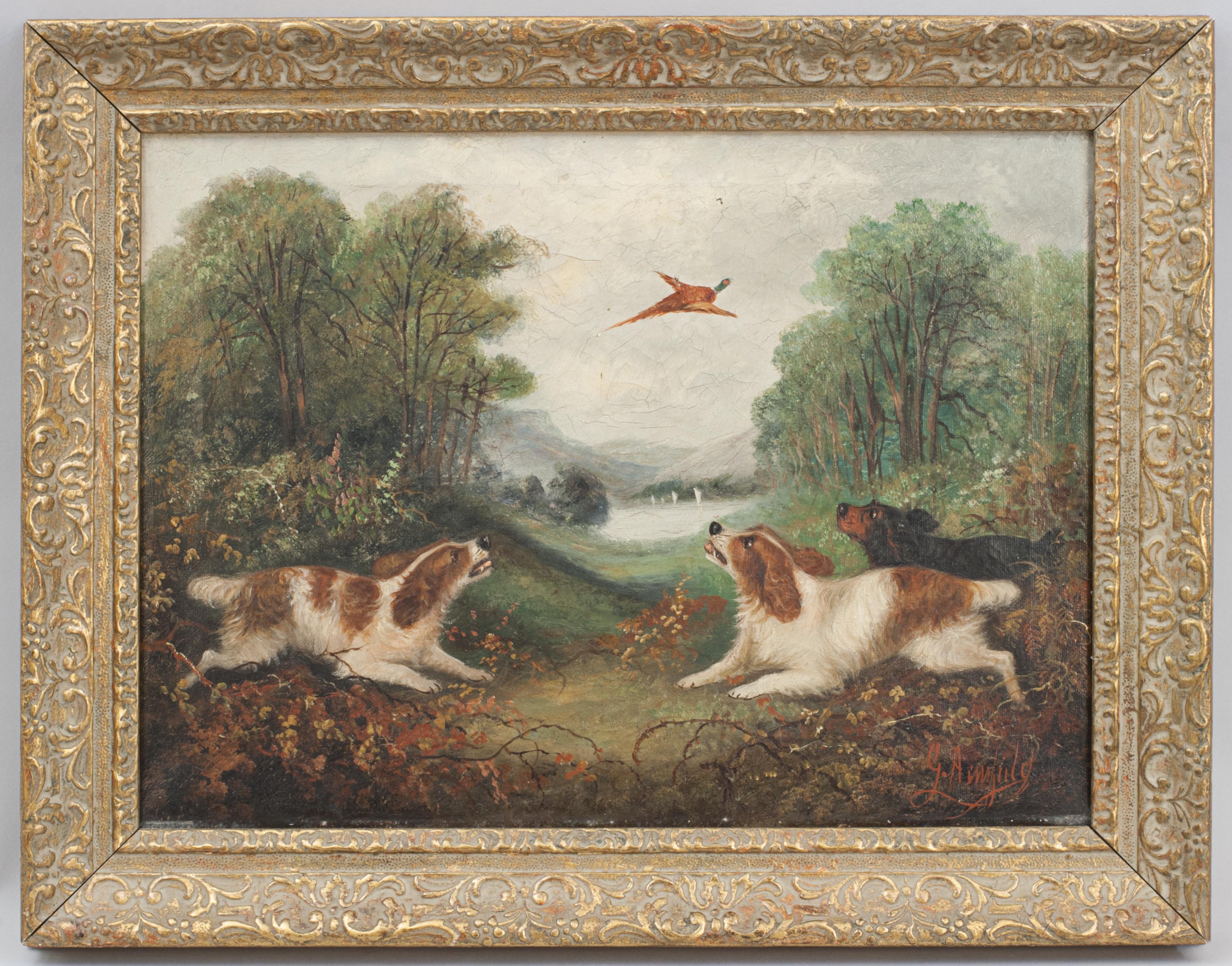 Sporting Art Flushing Spaniels, peinture à l'huile de George Armfield en vente