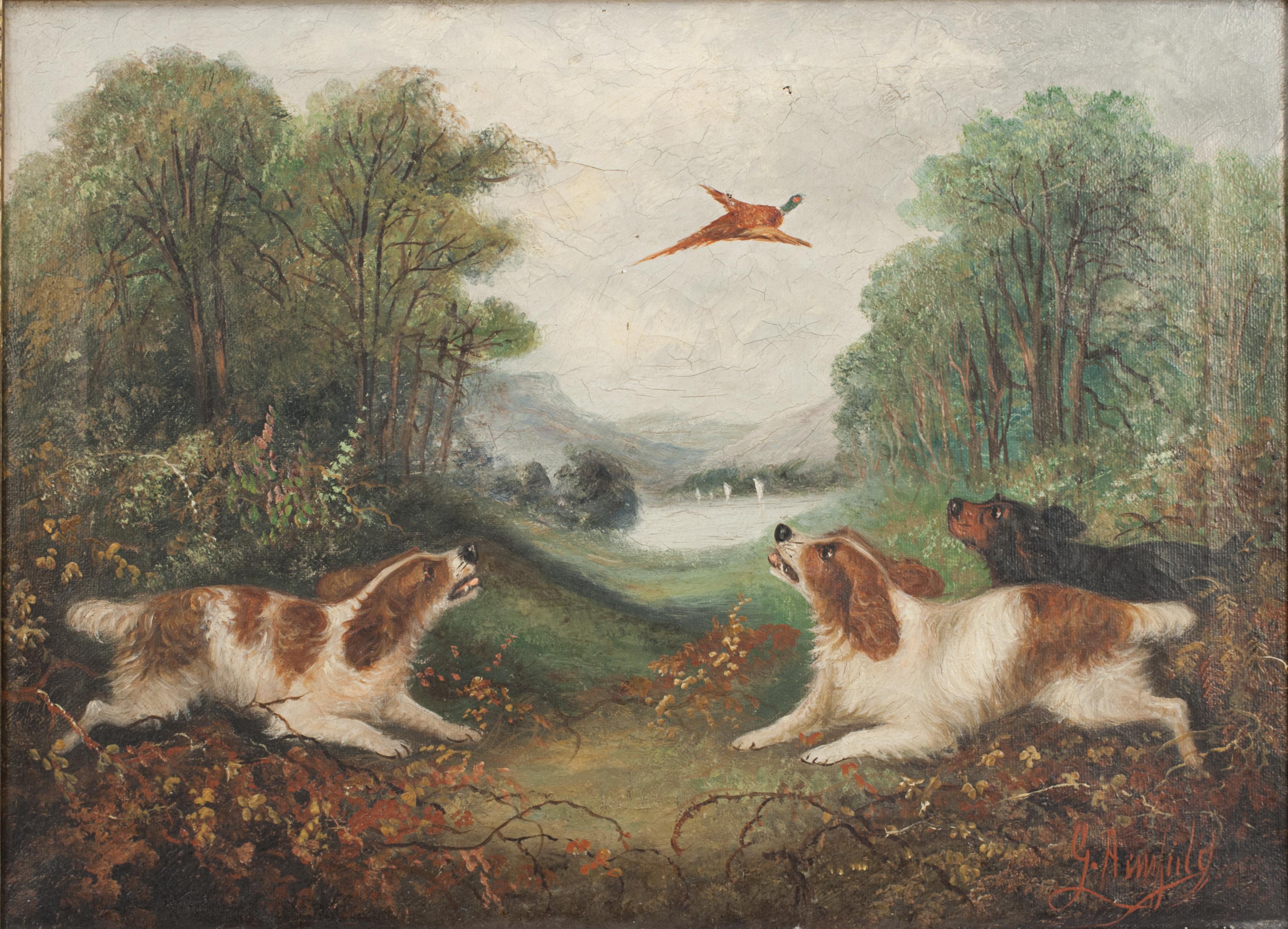 Britannique Flushing Spaniels, peinture à l'huile de George Armfield en vente