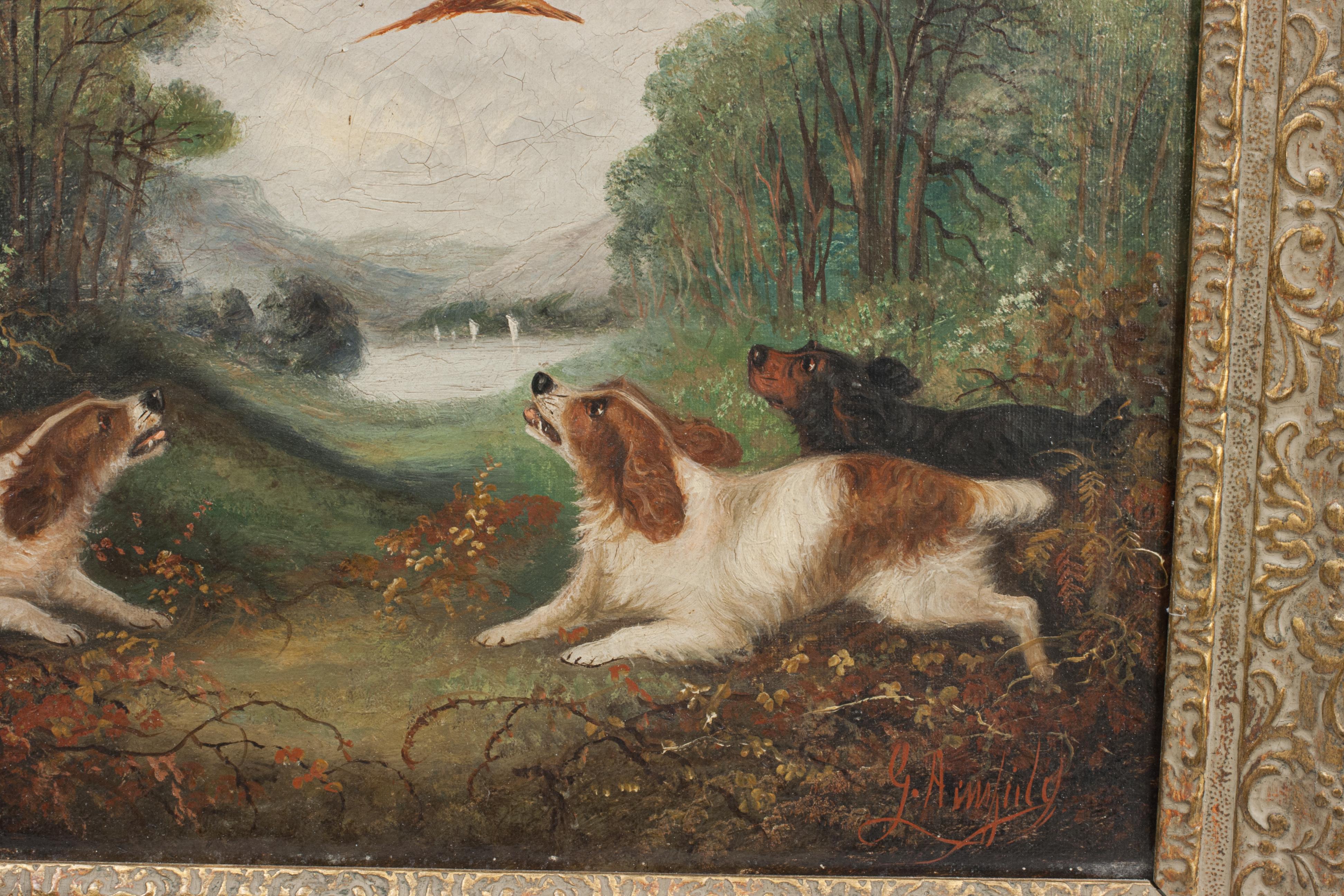 Flushing Spaniels, peinture à l'huile de George Armfield en vente 1