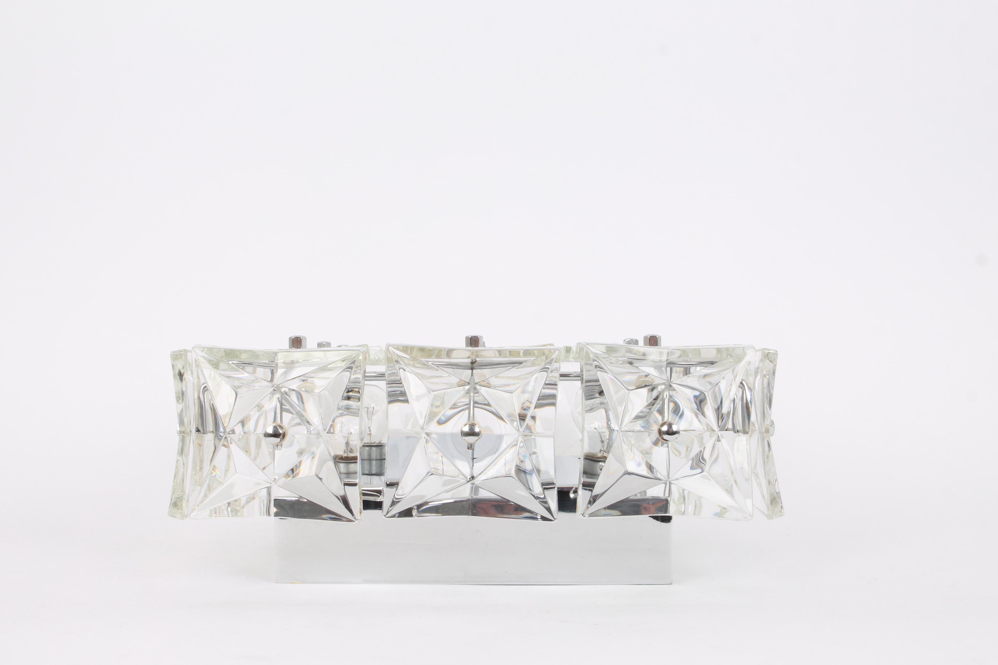 1 of 2 Flushmount Faceted Crystal Light Fixture by Kinkeldey, Germany For Sale 2