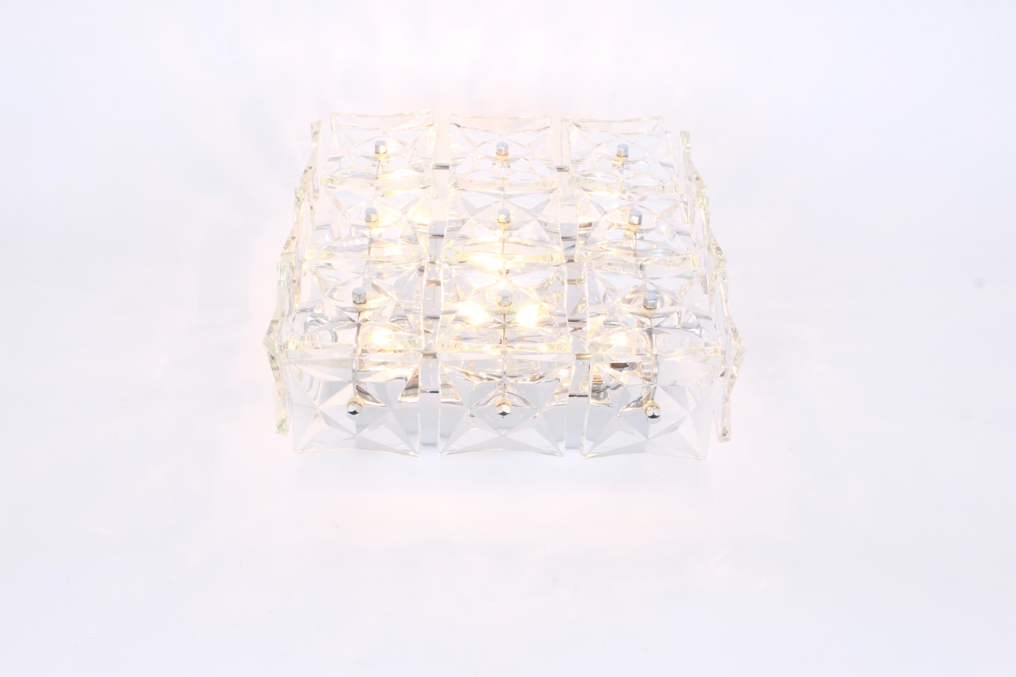1 of 2 Flushmount Faceted Crystal Light Fixture by Kinkeldey, Germany For Sale 3