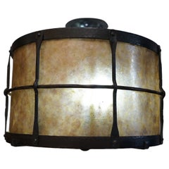 Flushmount Texas Lightsmith Style Mica Vintage Drum Fixture - One Pendant Flushmount Texas Lightsmith Style Mica Vintage Drum Fixture - One Pendant