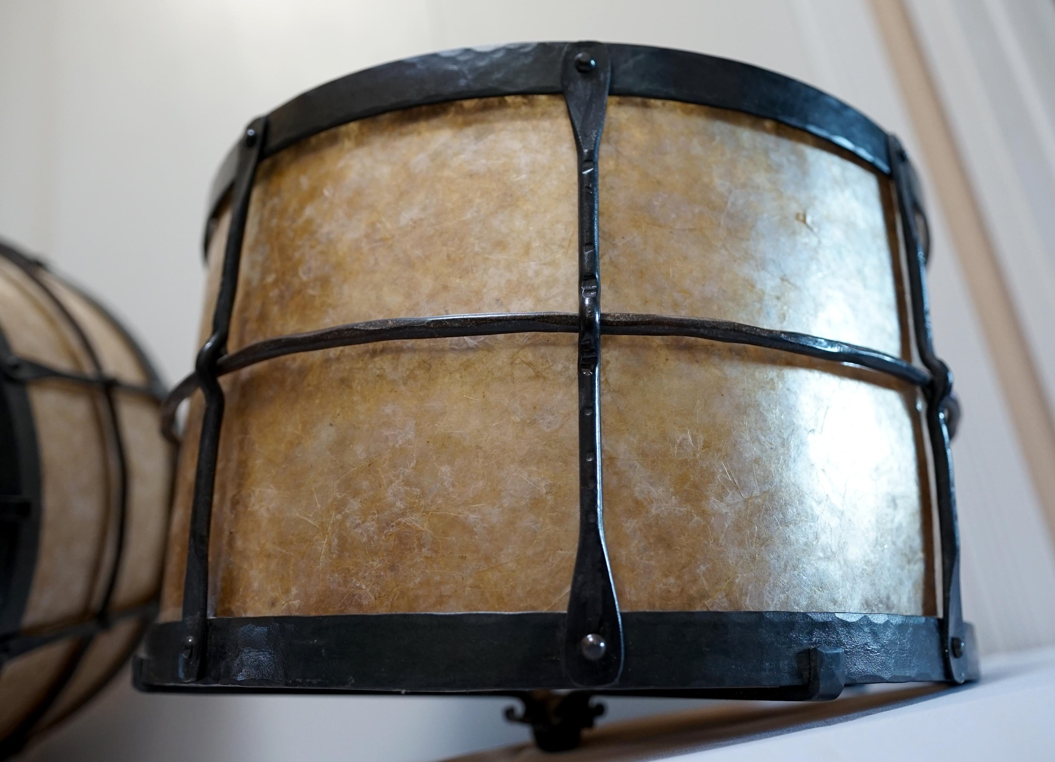 American Flushmount Texas Lightsmith Style Mica Vintage Drum Fixture - Three Lights