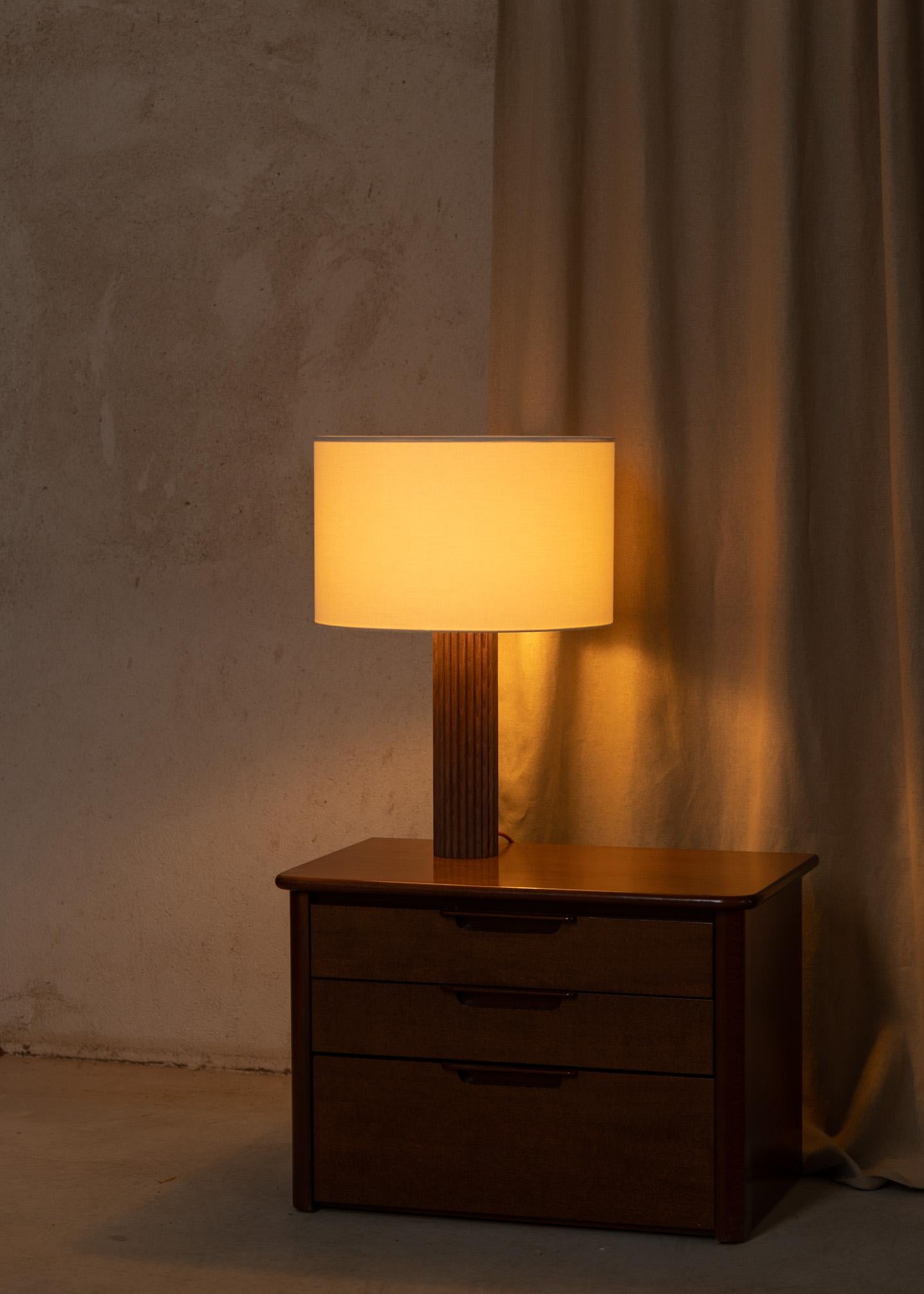 Spanish Fluta Table Lamp in Walnut Wood For Sale