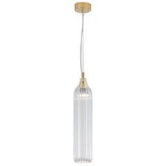 Flute Pendant UL Listed with Clear Glass and Polished Metal Fittings