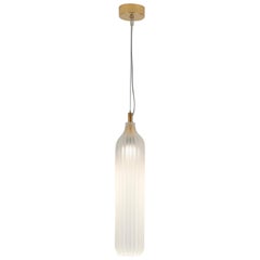 Flute Pendant UL Listed with Frosted Glass and Polished Metal Fittings