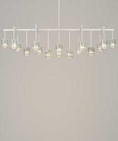 Flute Beam Chandelier - 16 Arms in Powdercoat and Smoke Grey Glass by Tom Kirk