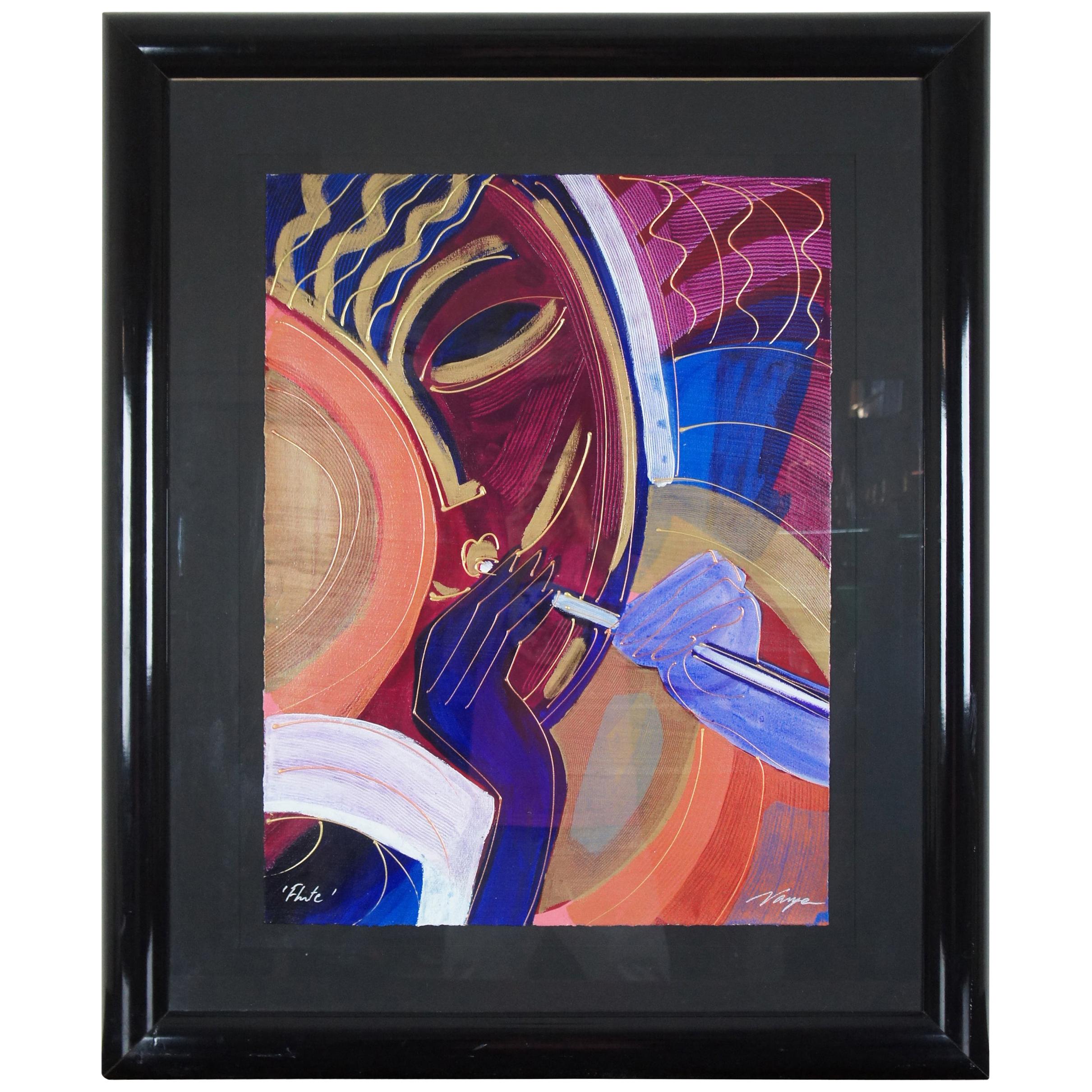 Flute by Varvara Shavrova Abstract Russian Expressionist Serigraph Painting