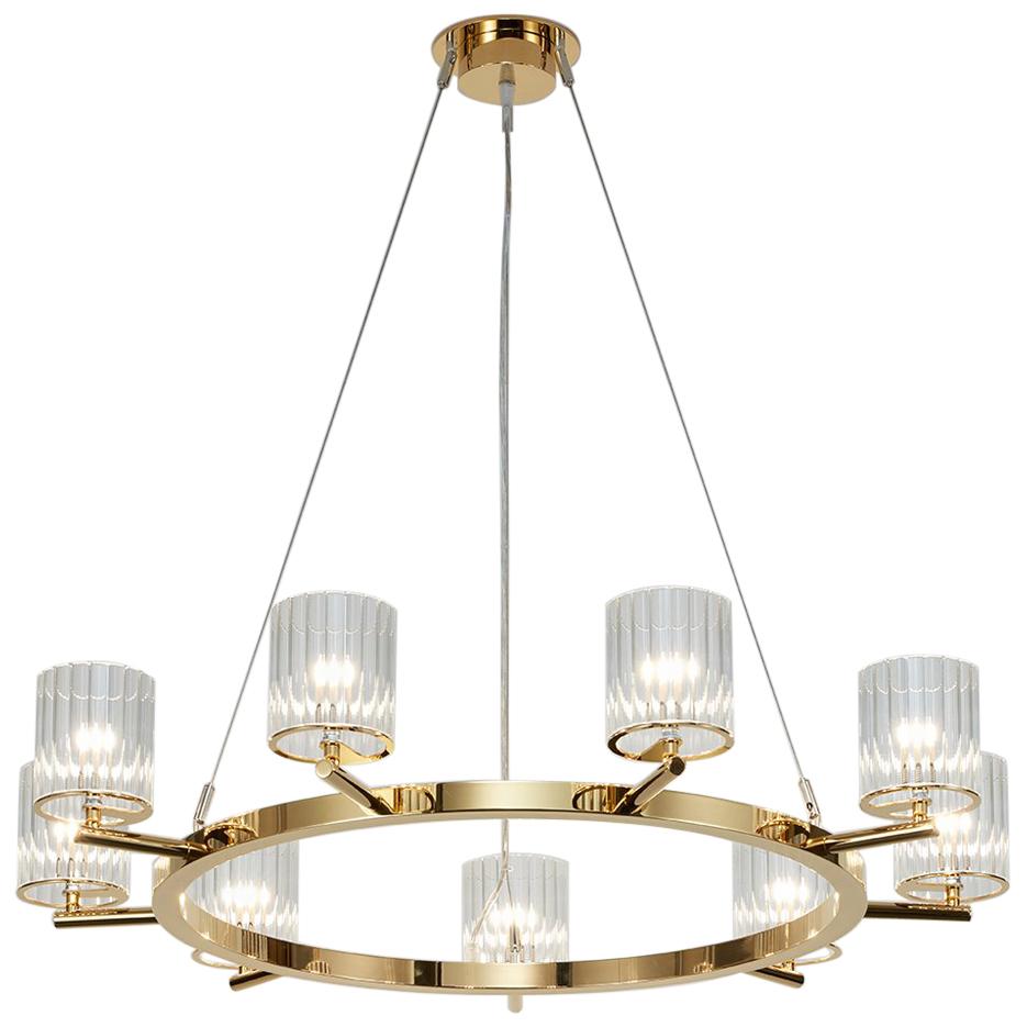 Flute 9-Arm Chandelier UL Listed with Polished Metal Finish