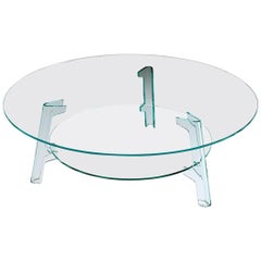 Flute Glass Coffee Table with Transparent Shelf by Paolo Lucidi & Luca Pevere