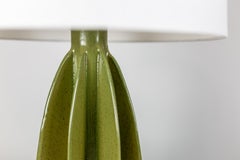 Flute Narrow Shade Ceramic Table Lamp, Green Satin Glaze, by Kalin Asenov
