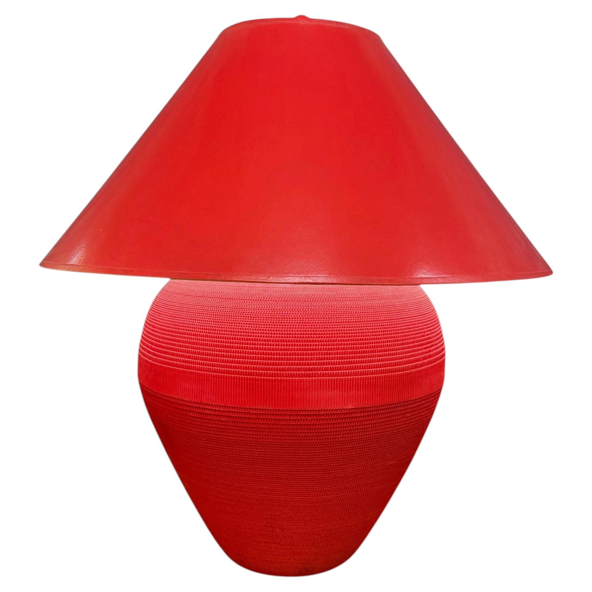 Flute of Chicago Postmodern Corrugated Cardboard Table Lamp in Red, 1980s For Sale
