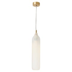 Flute Pendant in Brushed Brass with Frosted Glass Diffuser, UL Listed