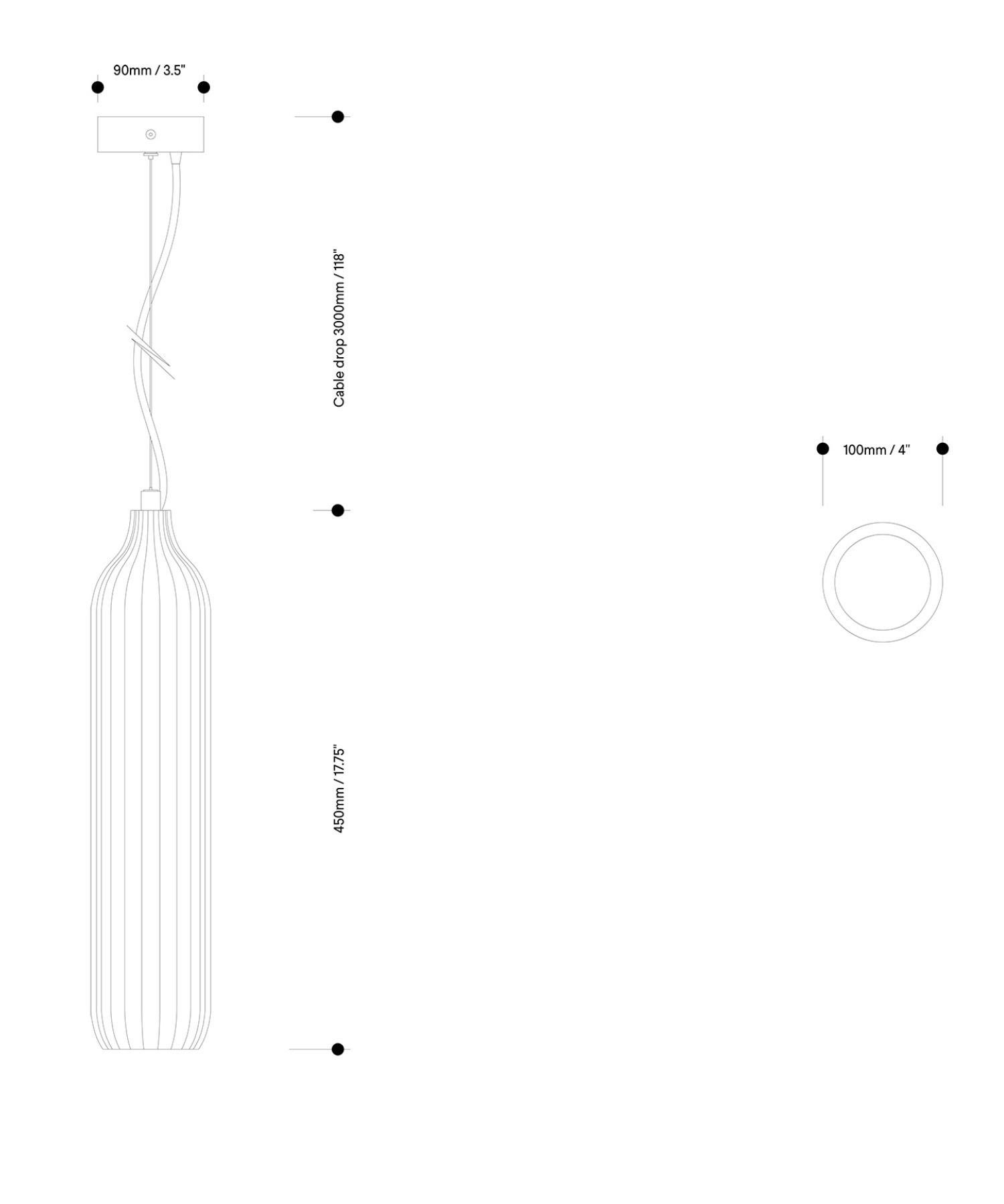 Flute-Hängelampe aus poliertem Chrom mit rauchgrauem Glasdiffusor, UL-gelistet im Angebot 6