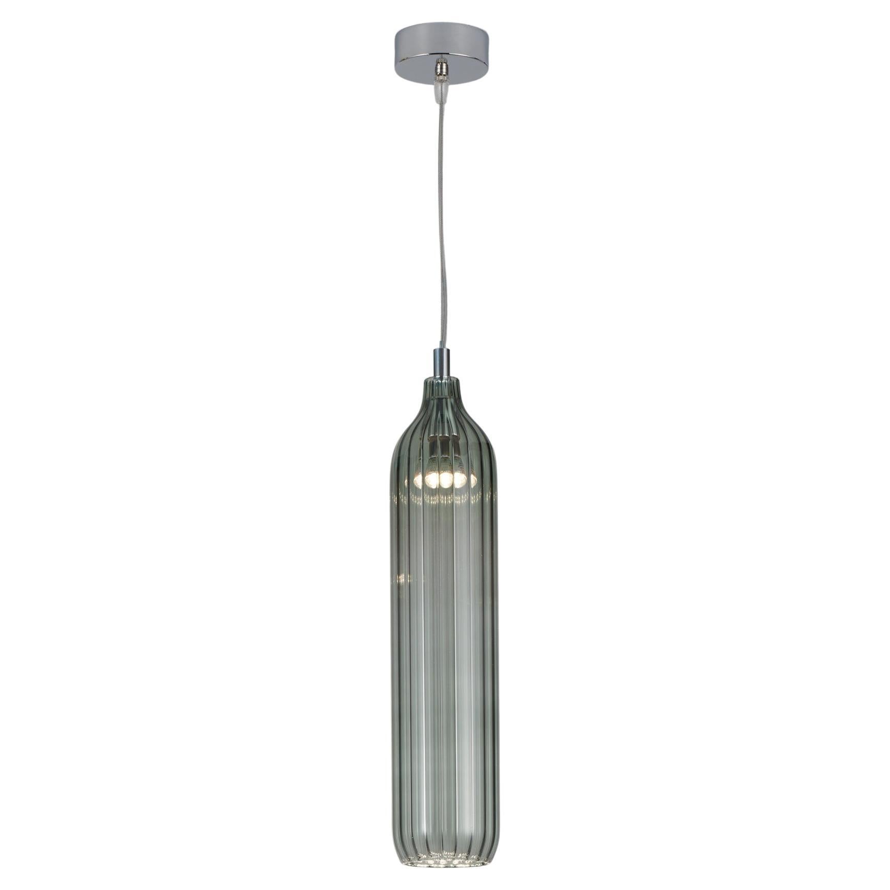 Ciondolo Flute in cromo lucido con diffusore in vetro grigio fumo, certificato UL
