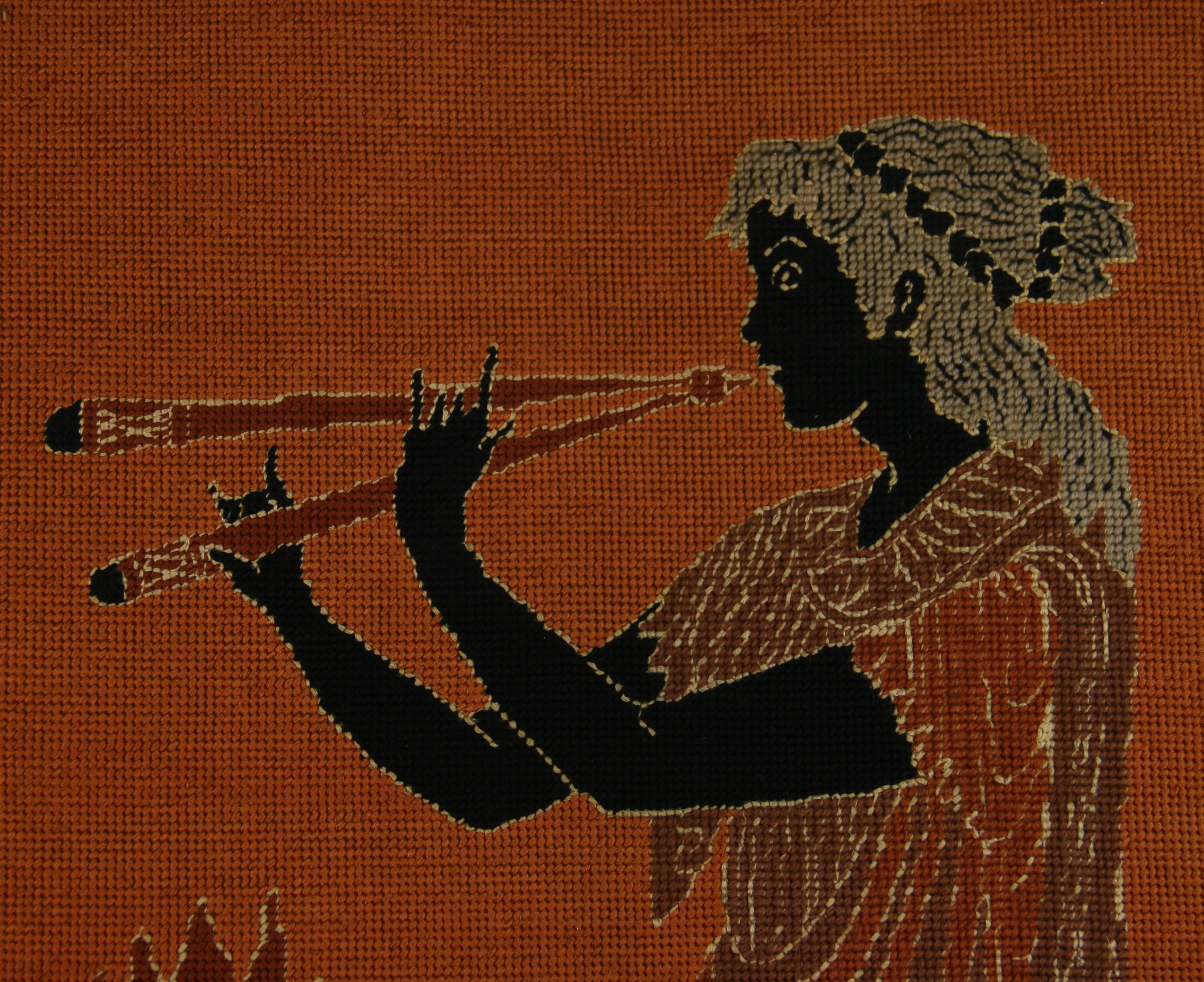 Flute Player Hand Woven Tapestry For Sale 1