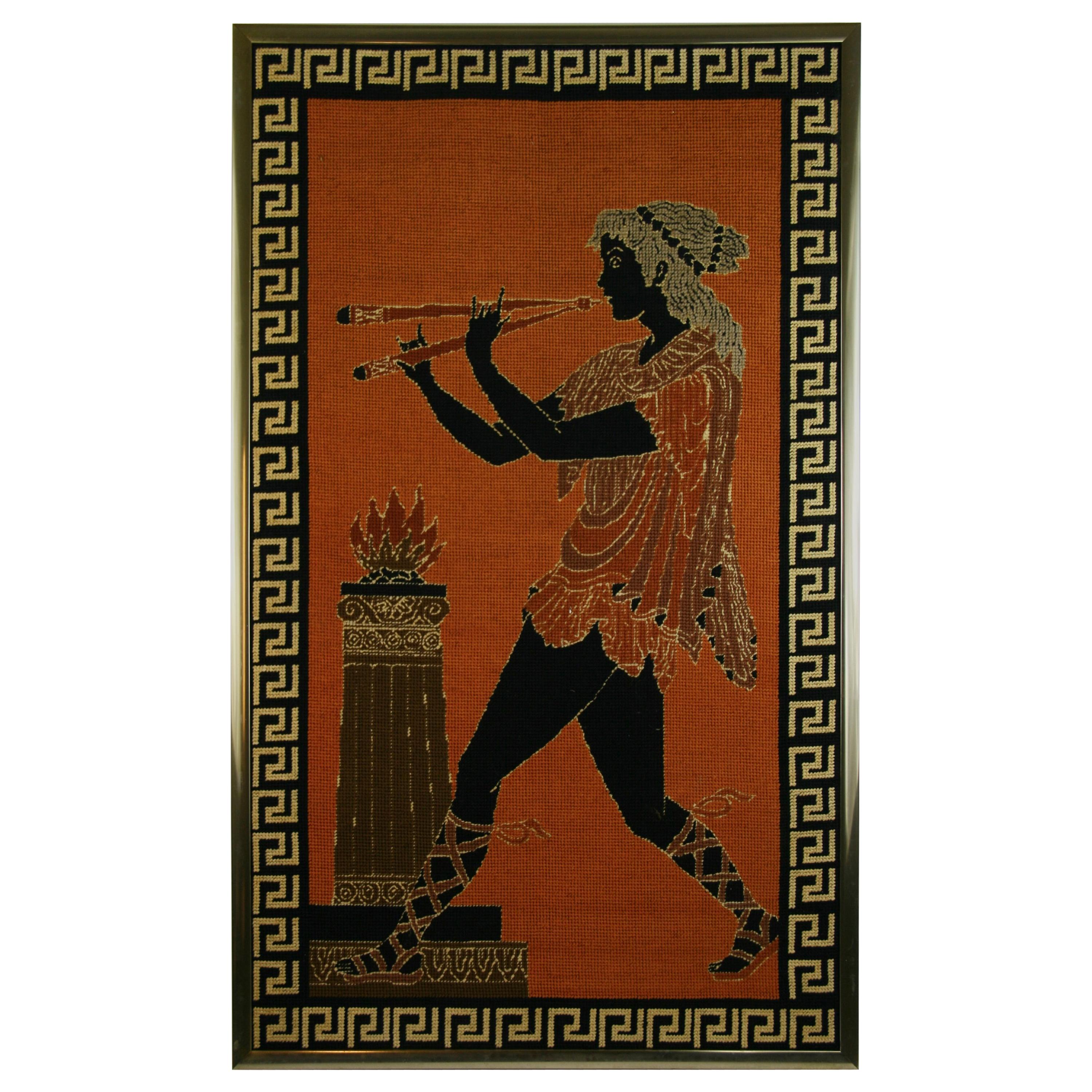 Flute Player Hand Woven Tapestry For Sale