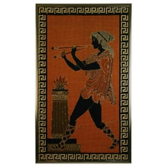 Retro Flute Player Hand Woven Tapestry