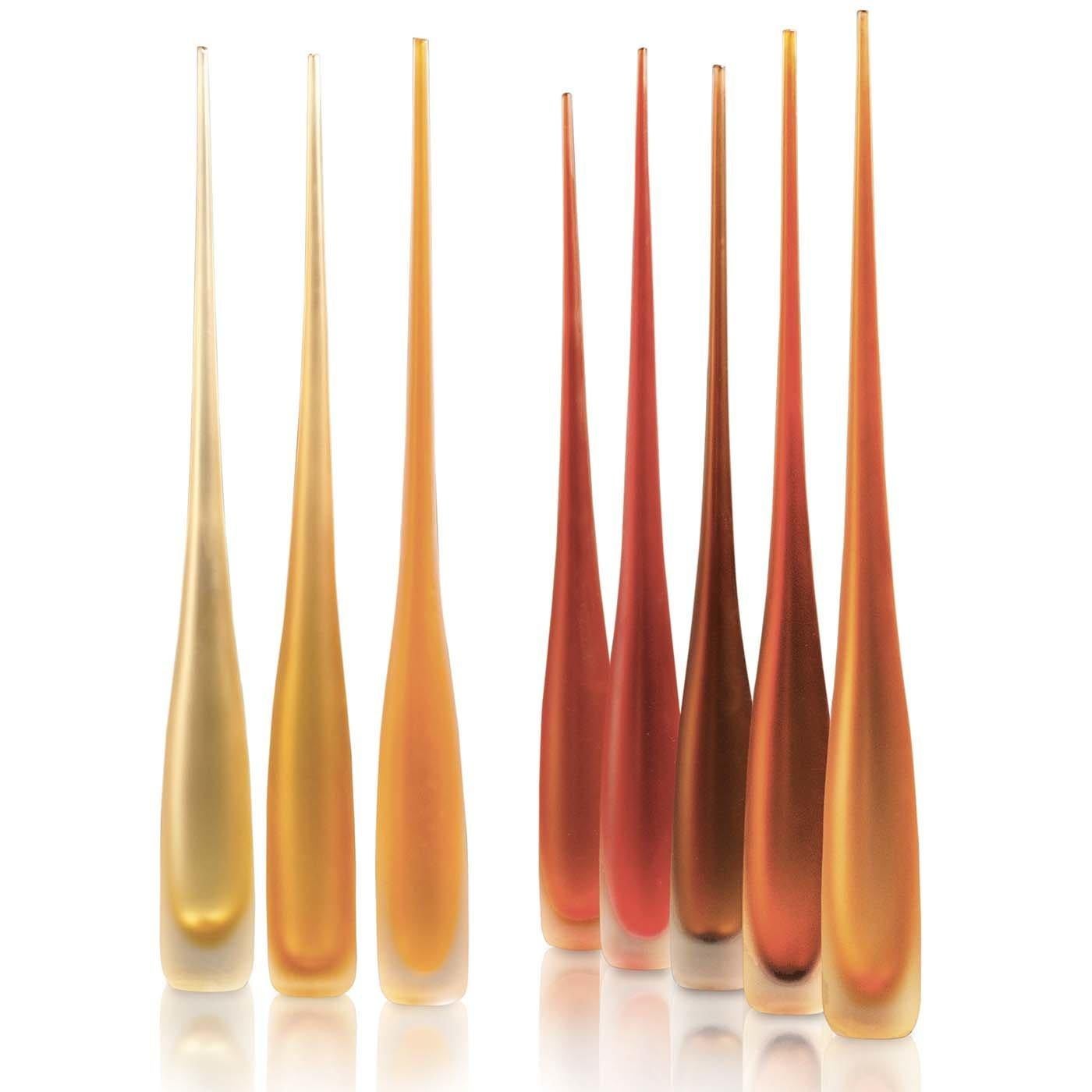 Vetro di Murano Vaso Flute Smeraldo Orange di Fornace Mian in vendita