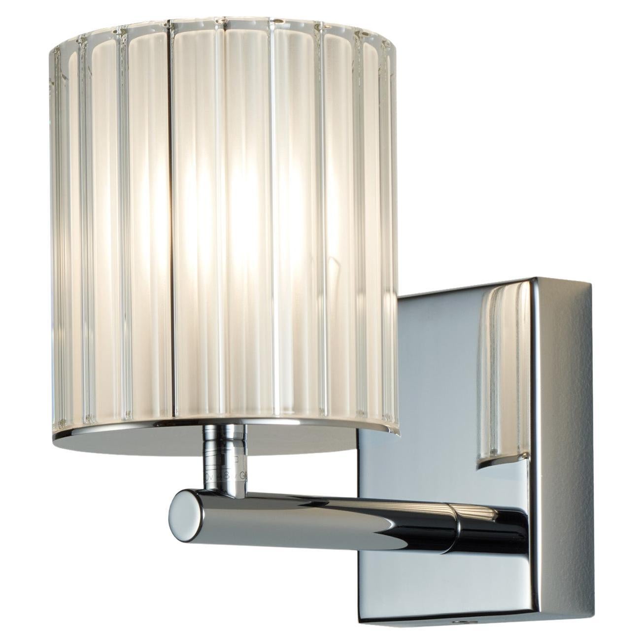Flute Wall Light in Polished Chrome with Frosted Glass Diffuser, UL Listed